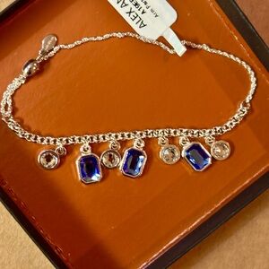 Alex and Ani Silver PULL CHAIN SAPPHIRE ARM PARTY Bracelet with Blue Charms